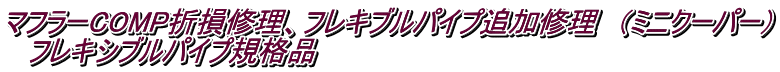 マフラーCOMP折損修理、フレキブルパイプ追加修理　（ミニクーパー） 　フレキシブルパイプ規格品